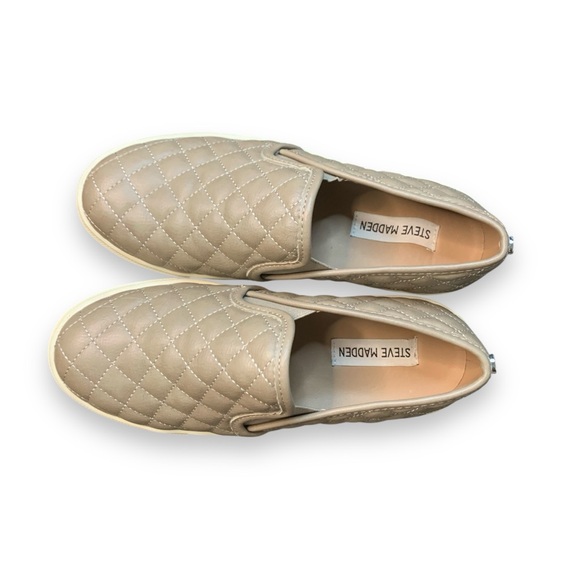 Steve Madden Shoes Ecentrcq Womens Quilted Slip-On Taupe Comfort Casual 7.5M Tan - Picture 5 of 7